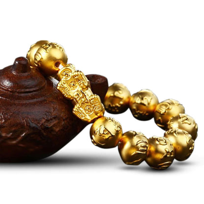 BuddhaChakra Gold Pixiu Wealth Mantra Bracelet