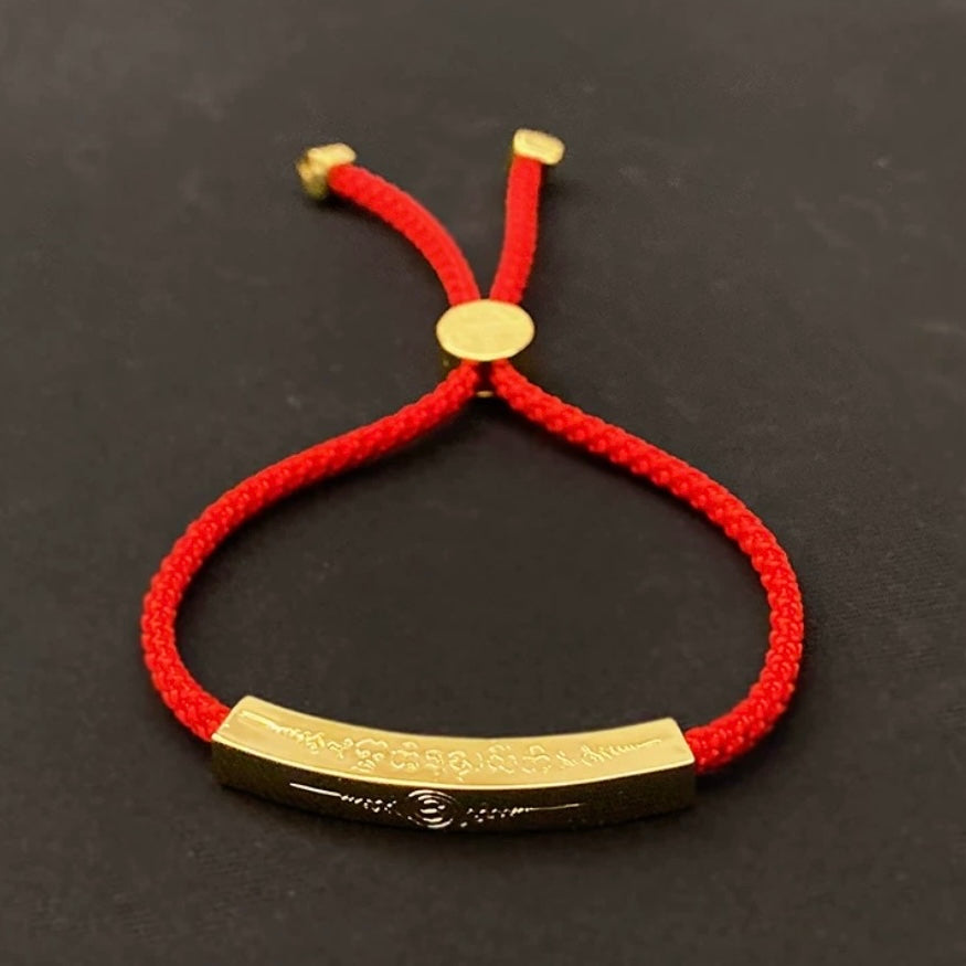 BuddhaChakra Golden Brick Couple Red String  Lucky Bracelet