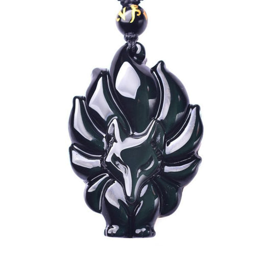 Nine-Tailed Fox Rainbow Obsidian Necklace - Love & Fidelity