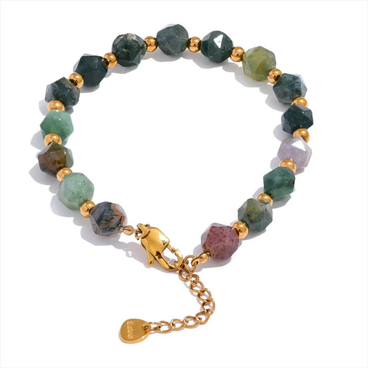 Indian Agate Natural Stone Beads Bracelet