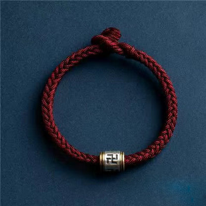 Sterling Silver Tibetan Protection and Health Red Rope Bracelet