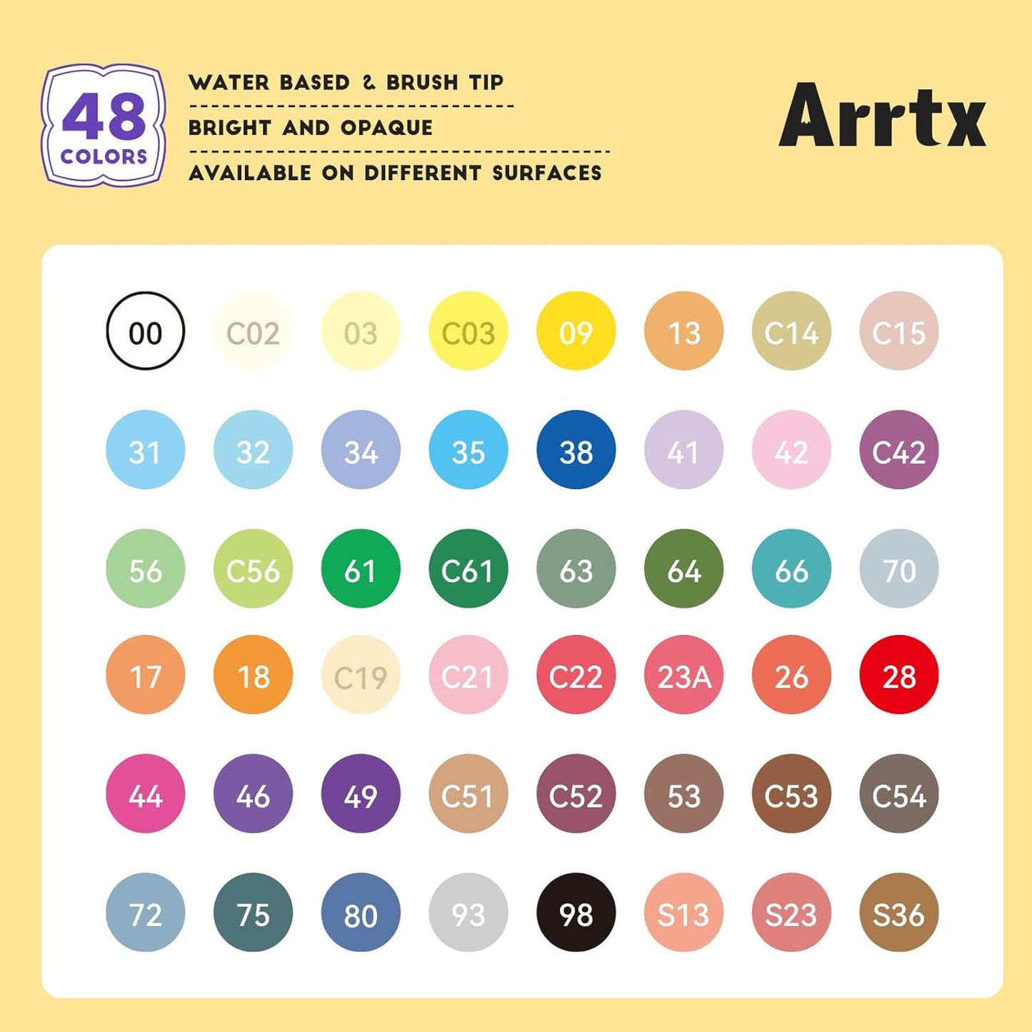 Arrtx 48 Colors Acrylic Marker