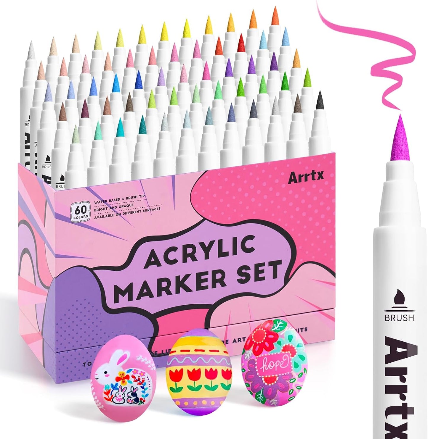 Arrtx 60(B) Colors Paint Markers Paint Pens,