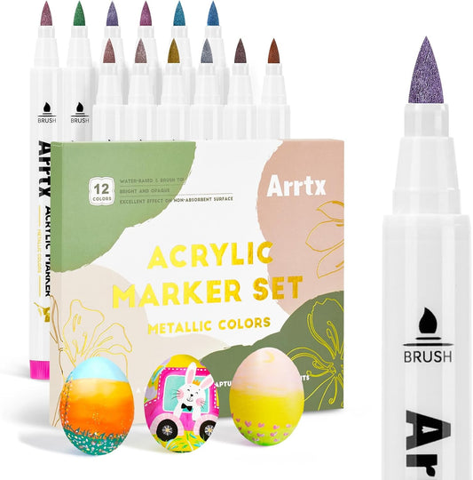 Arrtx 12 Colors Metallic Acrylic Paint Pens