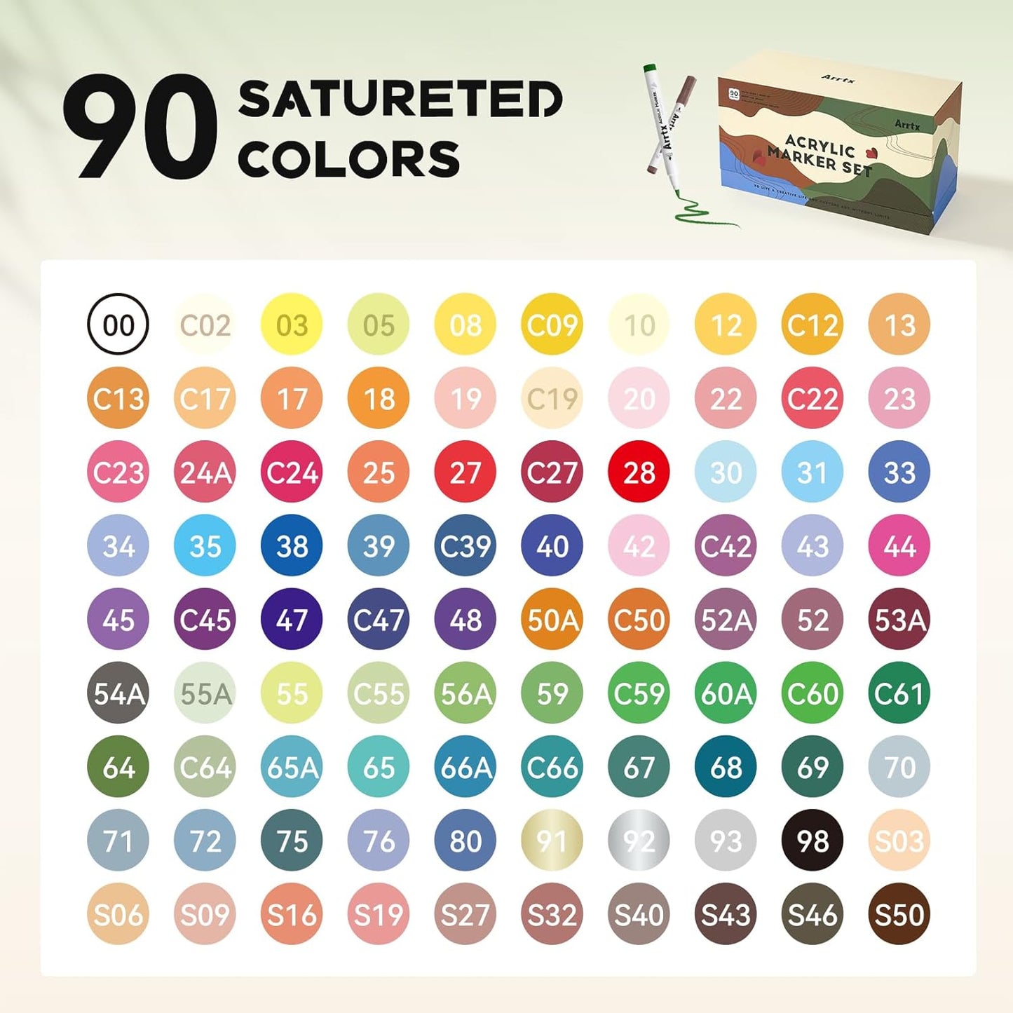 Arrtx 90 Colors Paint Markers Paint Pens