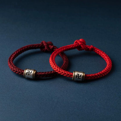 Sterling Silver Tibetan Protection and Health Red Rope Bracelet