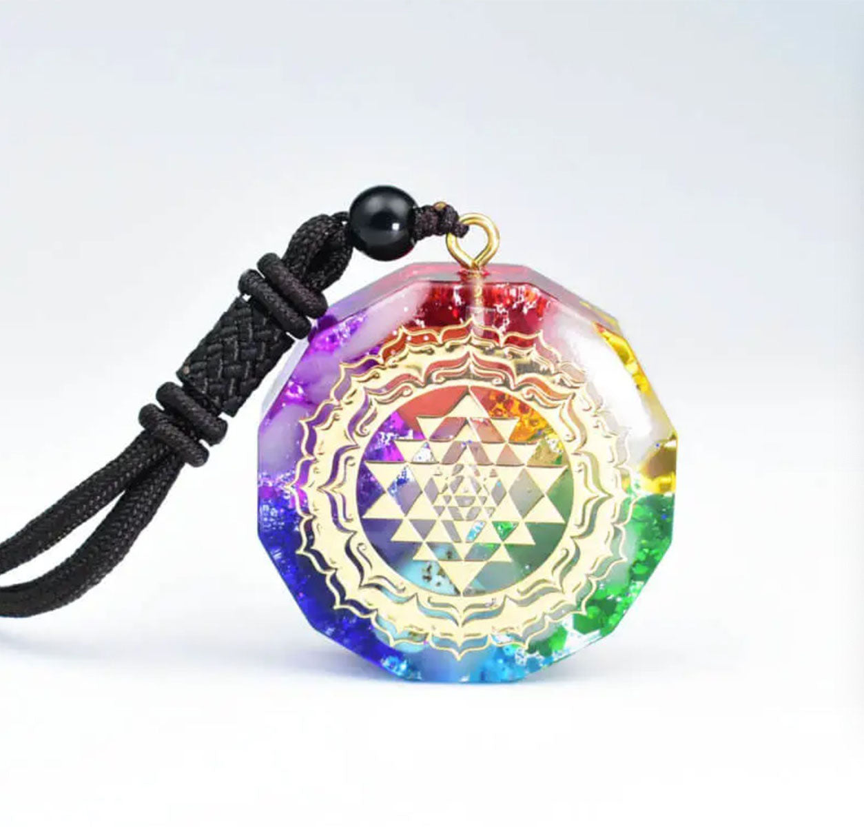 Chakra Orgone Necklace White background