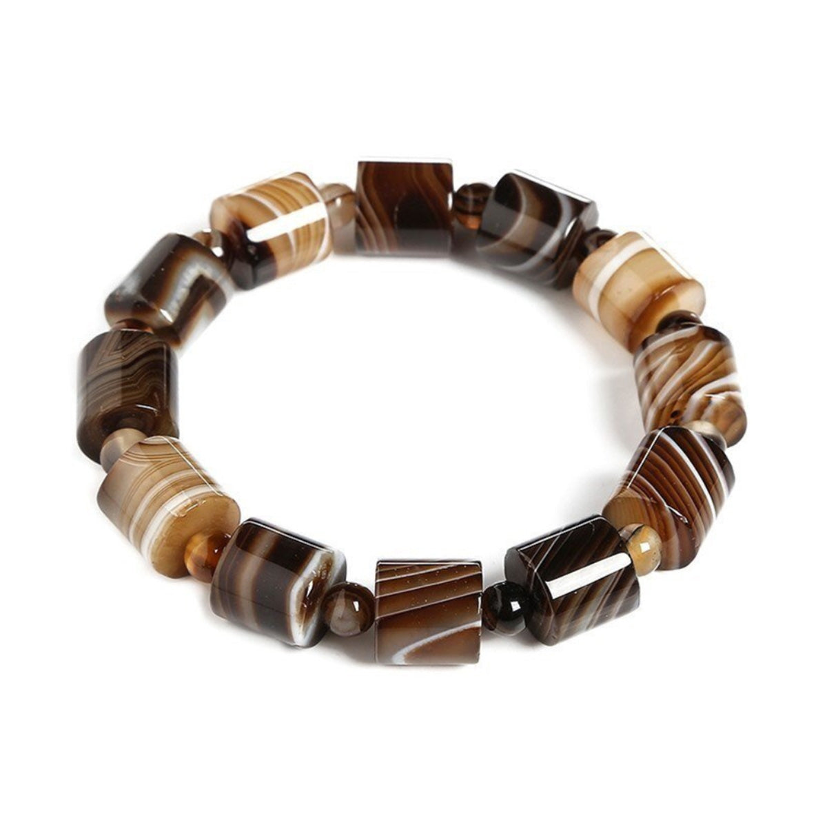 BuddhaChakra Coffee Lace Natural Agate Bracelet