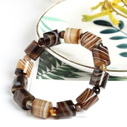 BuddhaChakra Coffee Lace Natural Agate Bracelet