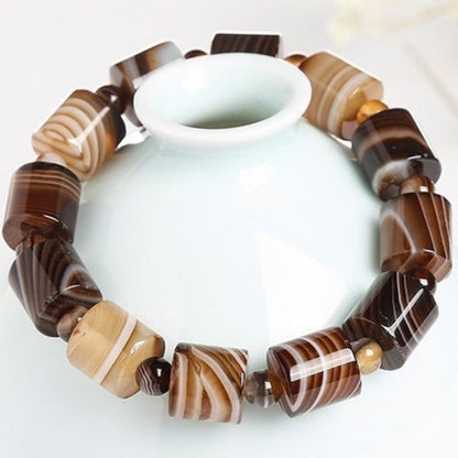 BuddhaChakra Coffee Lace Natural Agate Bracelet