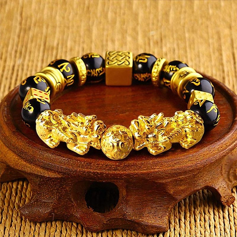 Gold-Plated Double Pixiu Bracelet