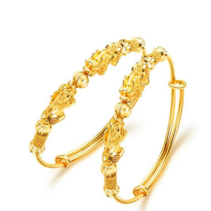 BuddhaChakra Double Pixiu Gold Wealth Bangle