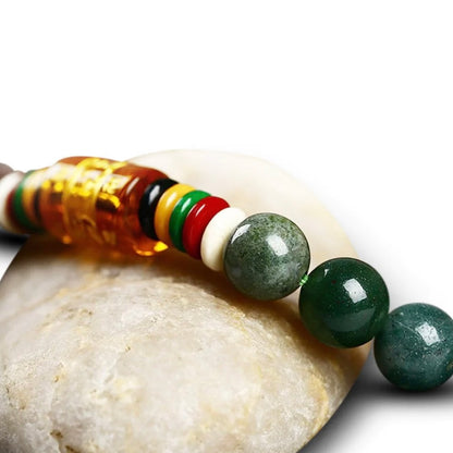 Six Buddhist Mantra Positivity Natural Agate Bracelet