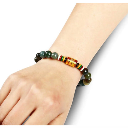 Six Buddhist Mantra Positivity Natural Agate Bracelet