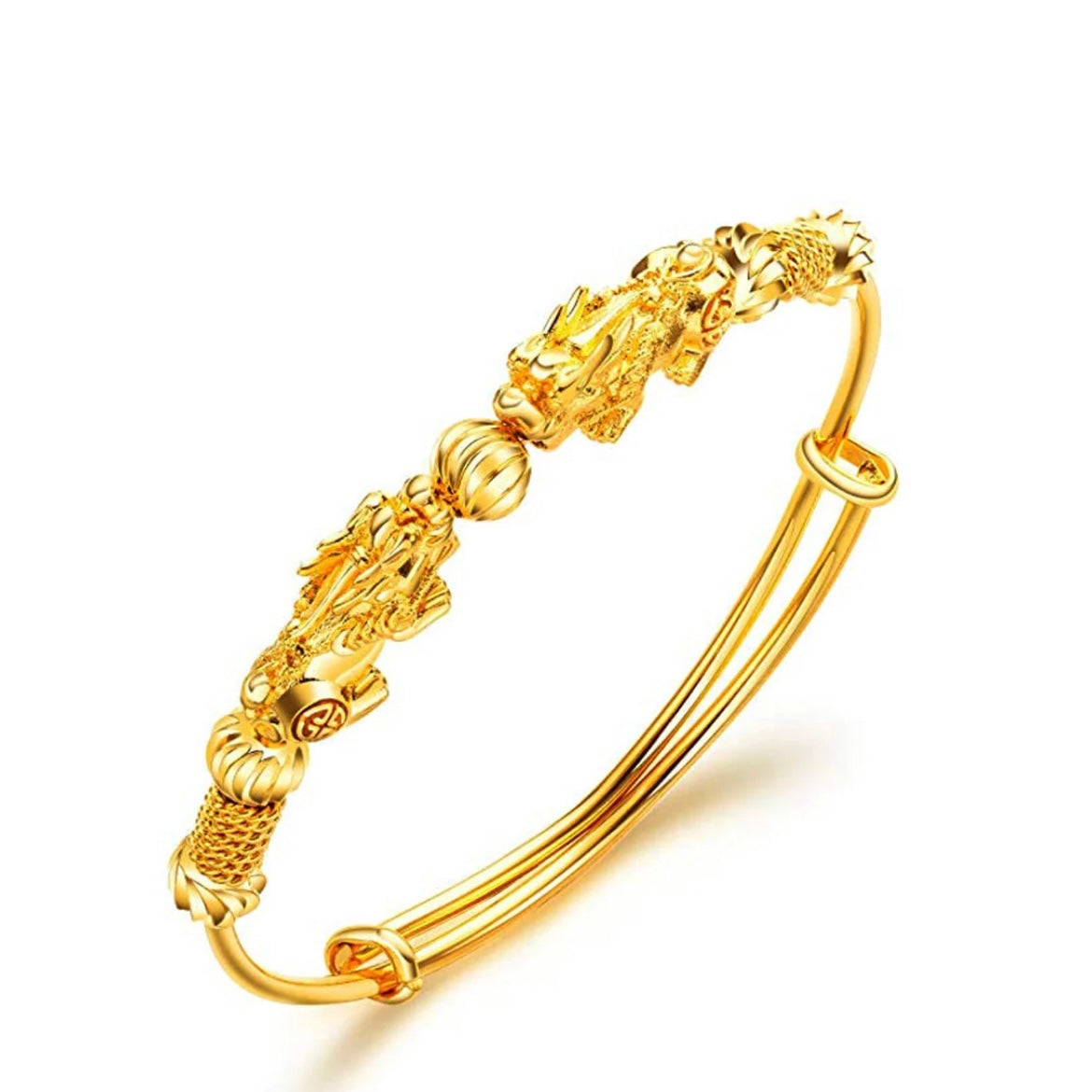 BuddhaChakra Double Pixiu Gold Wealth Bangle