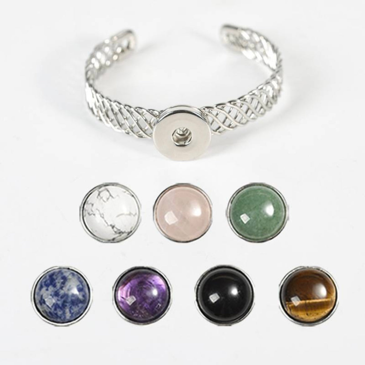 BuddhaChakra 7-in-1 Crystal & Gemstone Alloy Bracelet