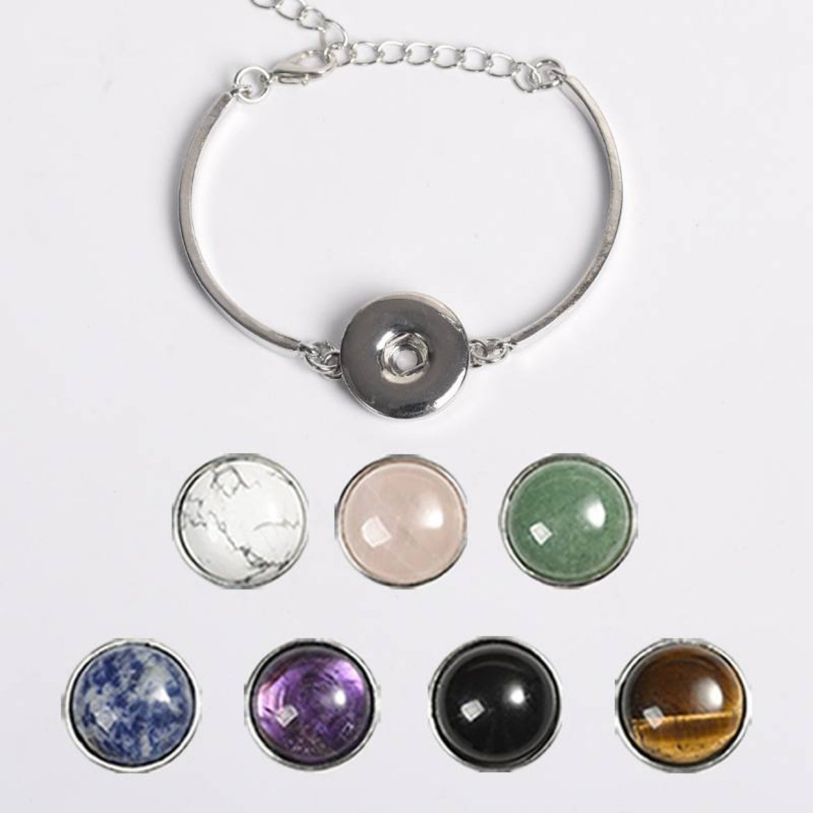 BuddhaChakra 7-in-1 Crystal & Gemstone Alloy Bracelet