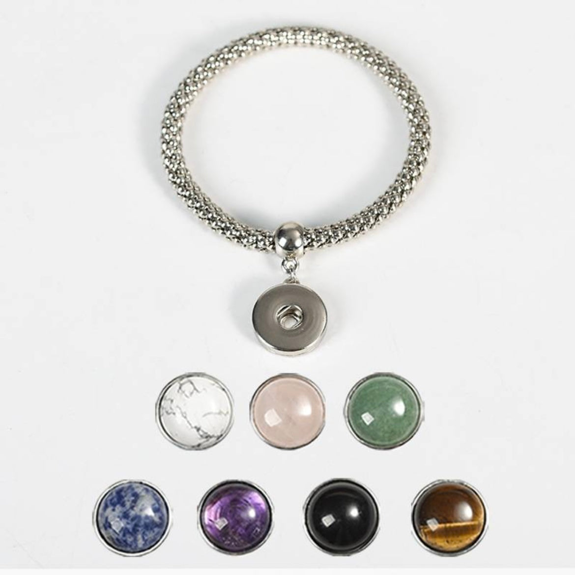 BuddhaChakra 7-in-1 Crystal & Gemstone Alloy Bracelet