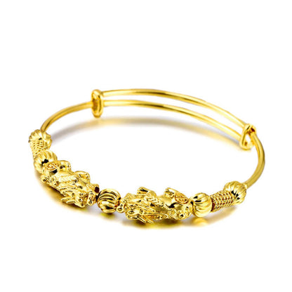 BuddhaChakra Double Pixiu Gold Wealth Bangle