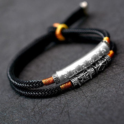 BuddhaChakra Tibetan Mantra Double Bracelet - For Luck & Protection