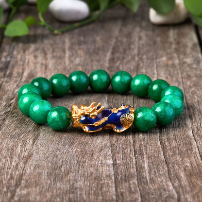 BuddhaChakra Green Jade Pixiu Bracelet - Abundance & Protection