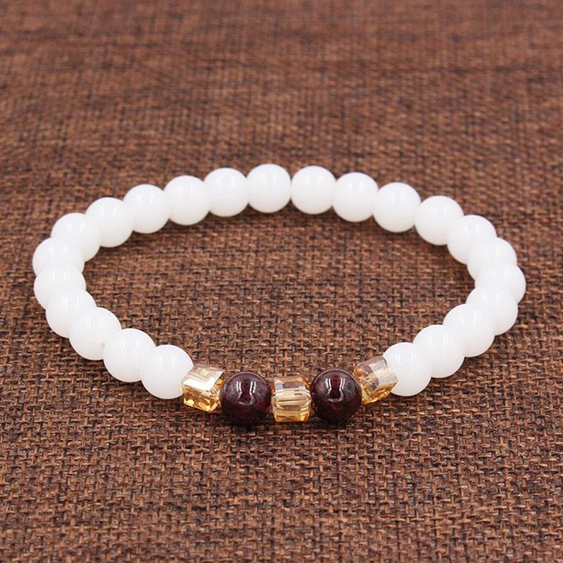 BuddhaChakra Natural White Chalcedony Positivity Harmony Bracelet