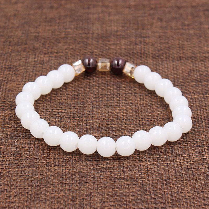 BuddhaChakra Natural White Chalcedony Positivity Harmony Bracelet