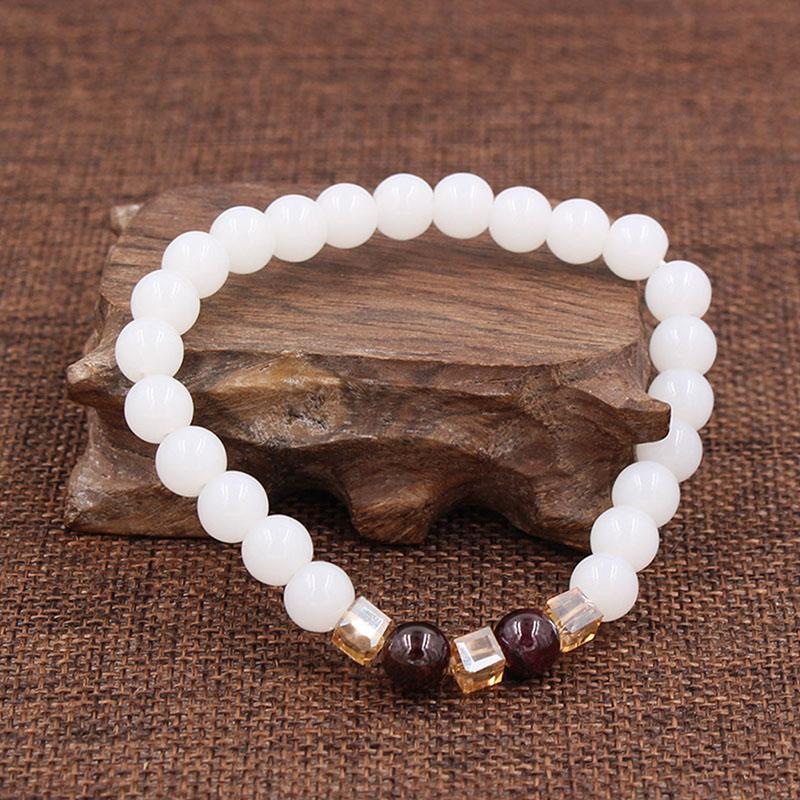 BuddhaChakra Natural White Chalcedony Positivity Harmony Bracelet