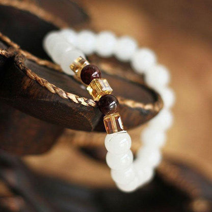 BuddhaChakra Natural White Chalcedony Positivity Harmony Bracelet