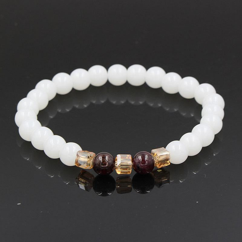 BuddhaChakra Natural White Chalcedony Positivity Harmony Bracelet