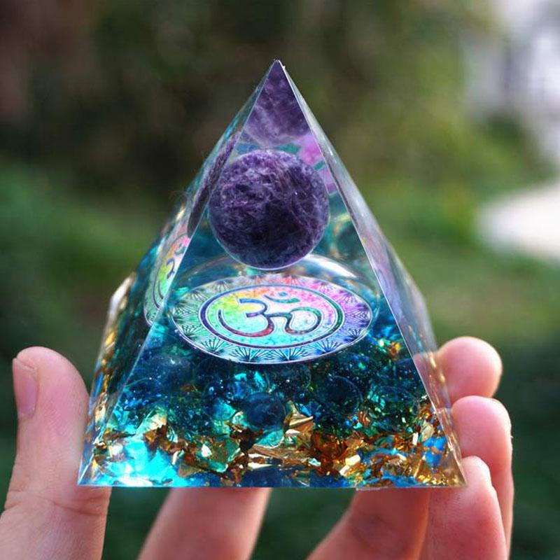 BuddhaChakra Amethyst Orgonite Pyramid - Orgone Energy Generator