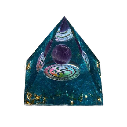 BuddhaChakra Amethyst Orgonite Pyramid - Orgone Energy Generator