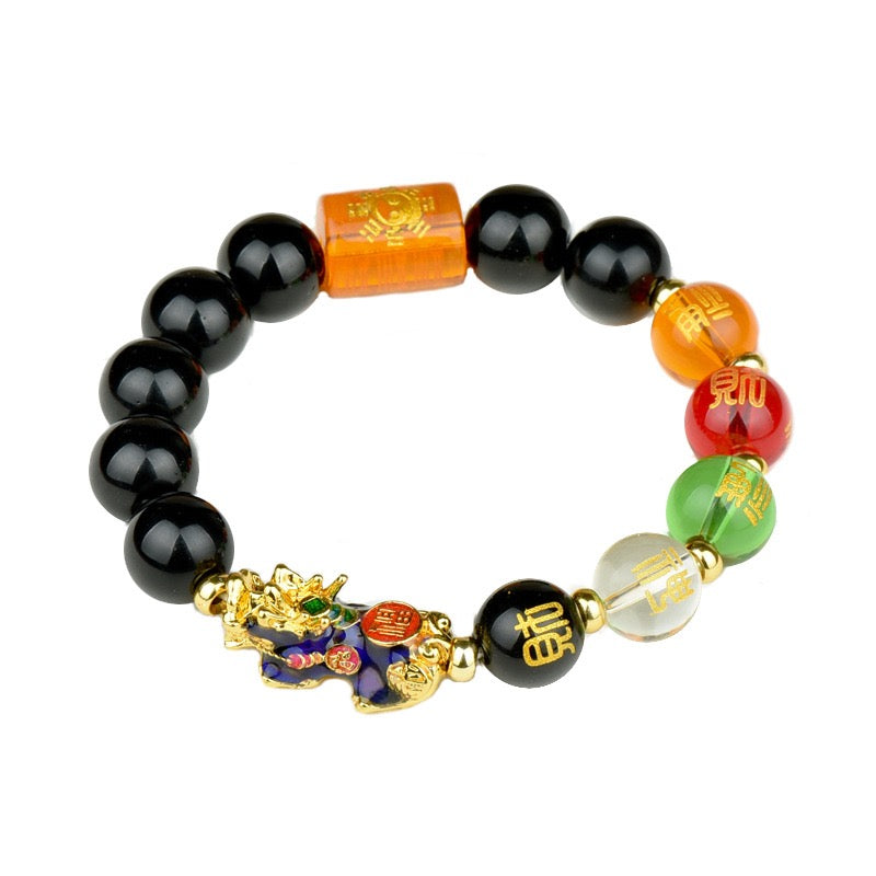 Five Elements The God Of Wealth Pixiu Obsidian Bracelet - Wealth & Balance