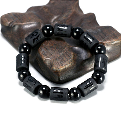 Natural Matte Obsidian Stones Energy Healing Mantra Bracelet