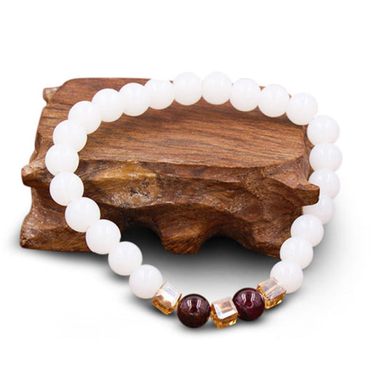 BuddhaChakra Natural White Chalcedony Positivity Harmony Bracelet