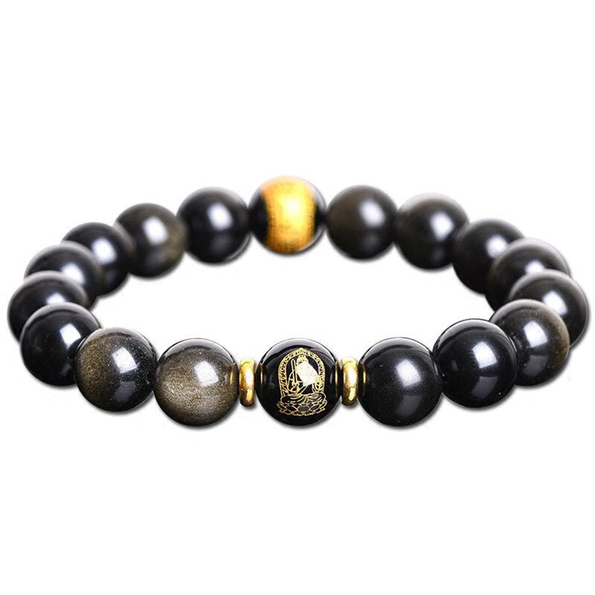 Tibetan Buddhism Wealth Obsidian Charm Bracelet