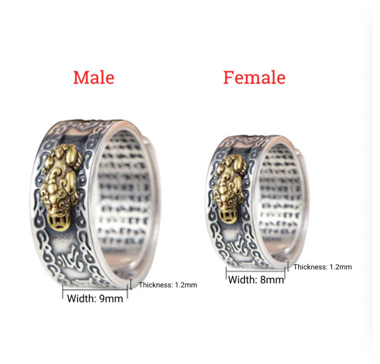 Pixiu Mantra Sliver Ring Male&Female