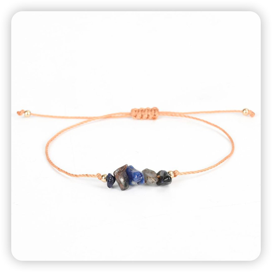 BuddhaChakra Energy Crystal Raw Paraffin Rope Bracelet