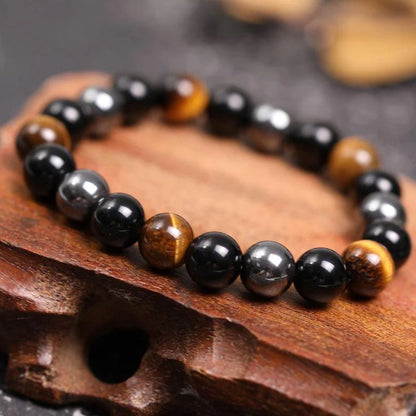 BuddhaChakra Tiger’s Eye Obsidian Hematite Protection Bracelets