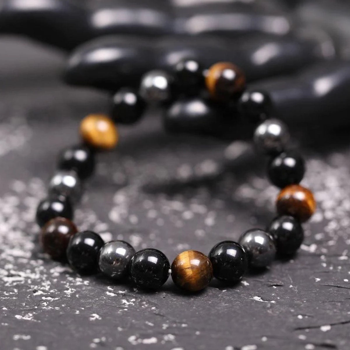 BuddhaChakra Tiger’s Eye Obsidian Hematite Protection Bracelets