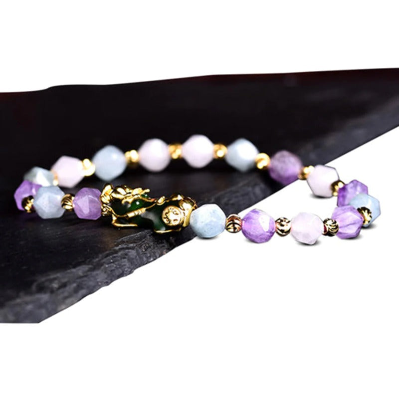 Wealth Pixiu Charm in Natural Amethyst Bracelet