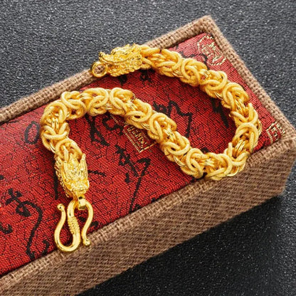 Double-Headed Golden Dragon Bracelet - Success & Fortune