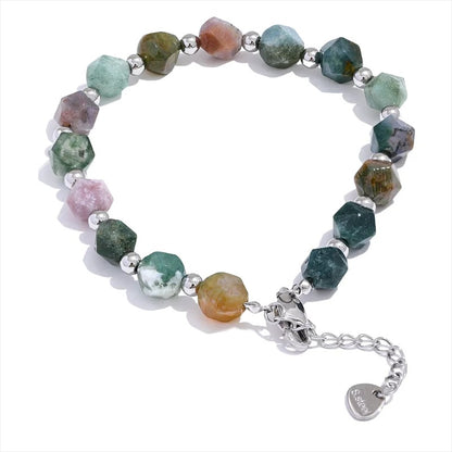 Indian Agate Natural Stone Beads Bracelet