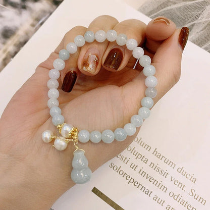 BuddhaChakra Wu Lou Amulet Jade Bracelet - Attract Wisdom & Positivity