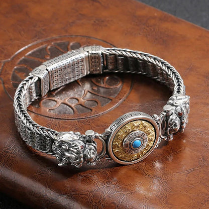 BuddhaChakra PiXiu Copper Coin Prayer Wheel Wealth Bracelet