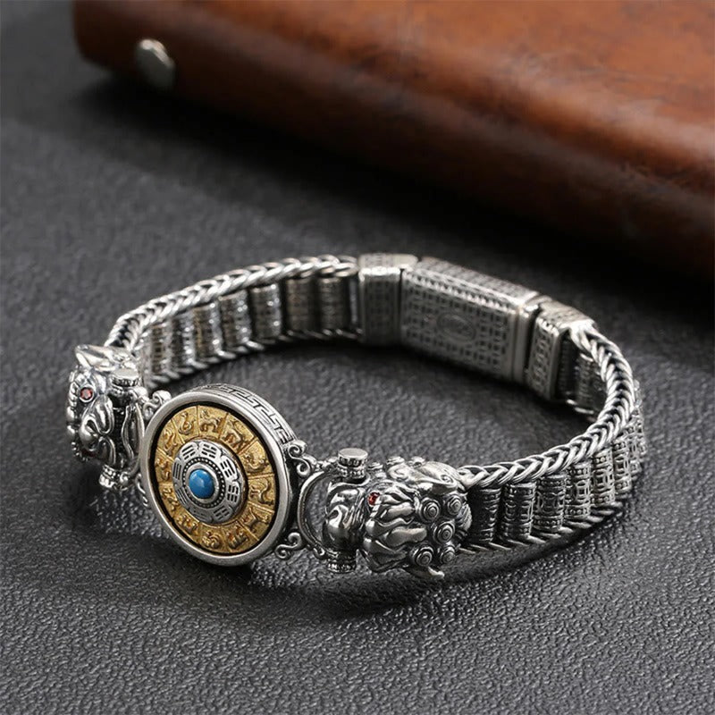 BuddhaChakra PiXiu Copper Coin Prayer Wheel Wealth Bracelet