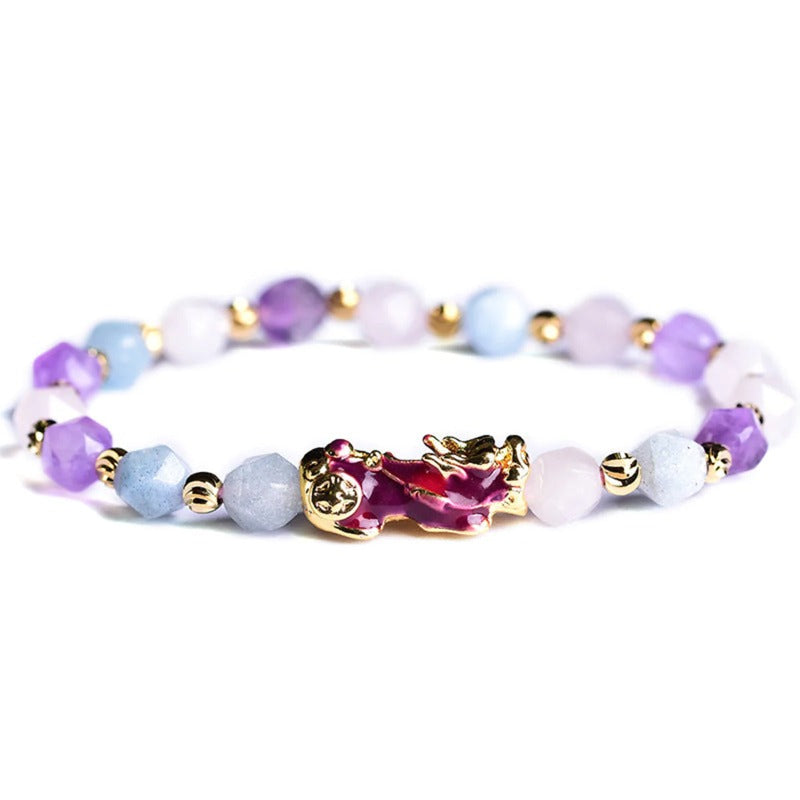 Wealth Pixiu Charm in Natural Amethyst Bracelet